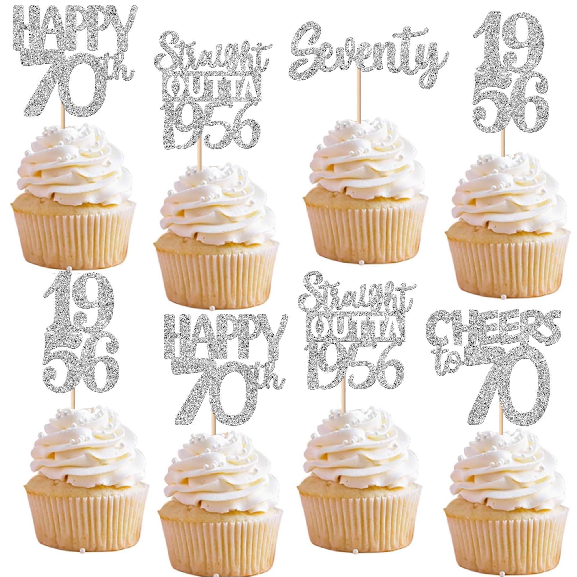 ZHUOWEISM seventy-happy-70th topper for cupcakes adds festive flair.