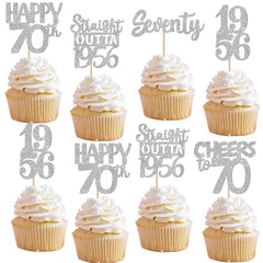 ZHUOWEISM seventy-happy-70th topper for cupcakes adds festive flair.