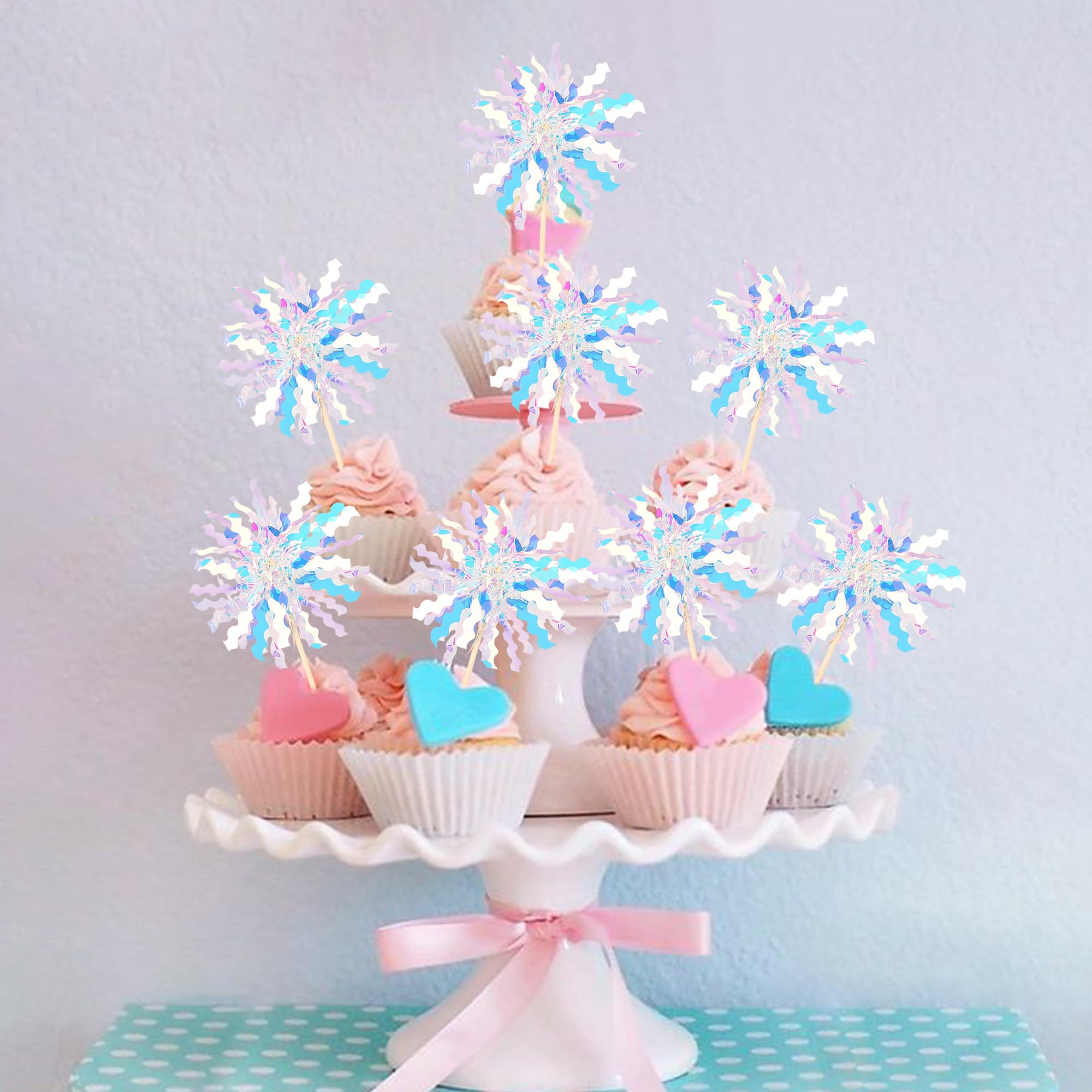 ZHUOWEISM silver cake toppers sparkle under party lights for photos