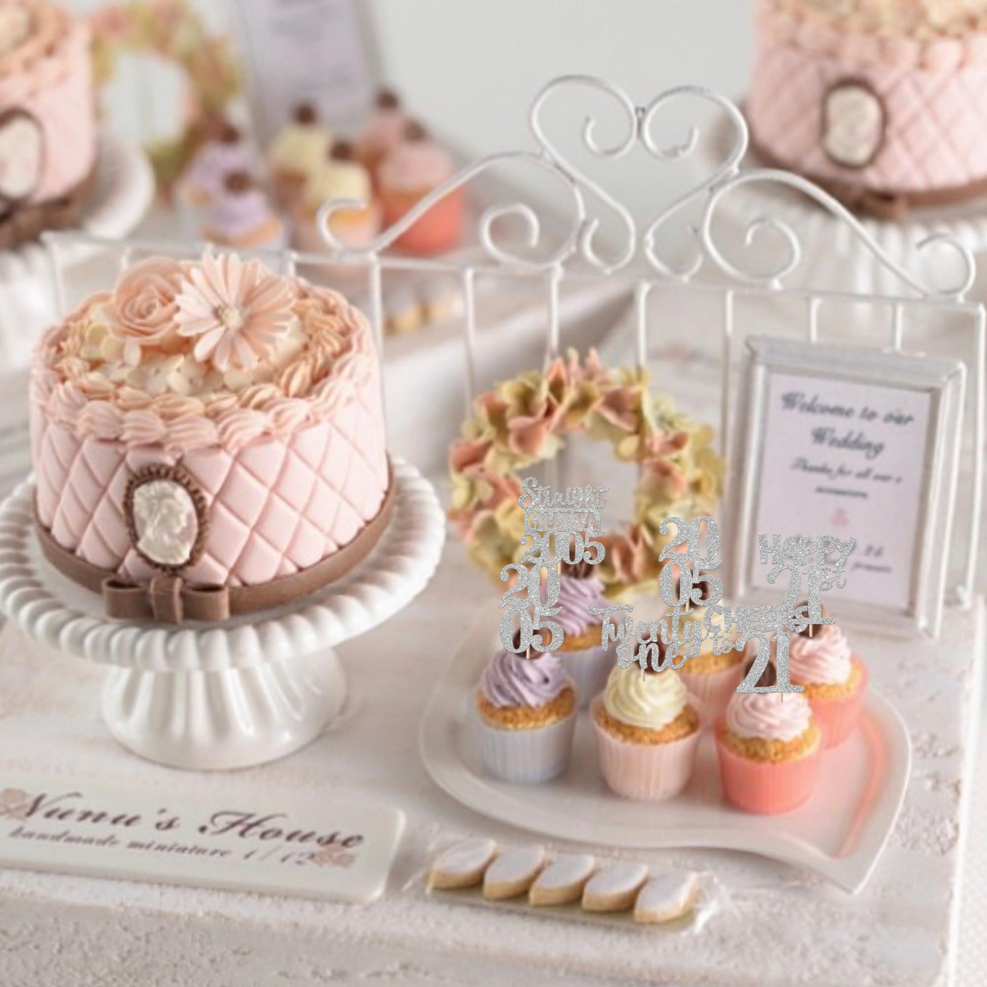 ZHUOWEISM silver cardstock toppers with sturdy sticks