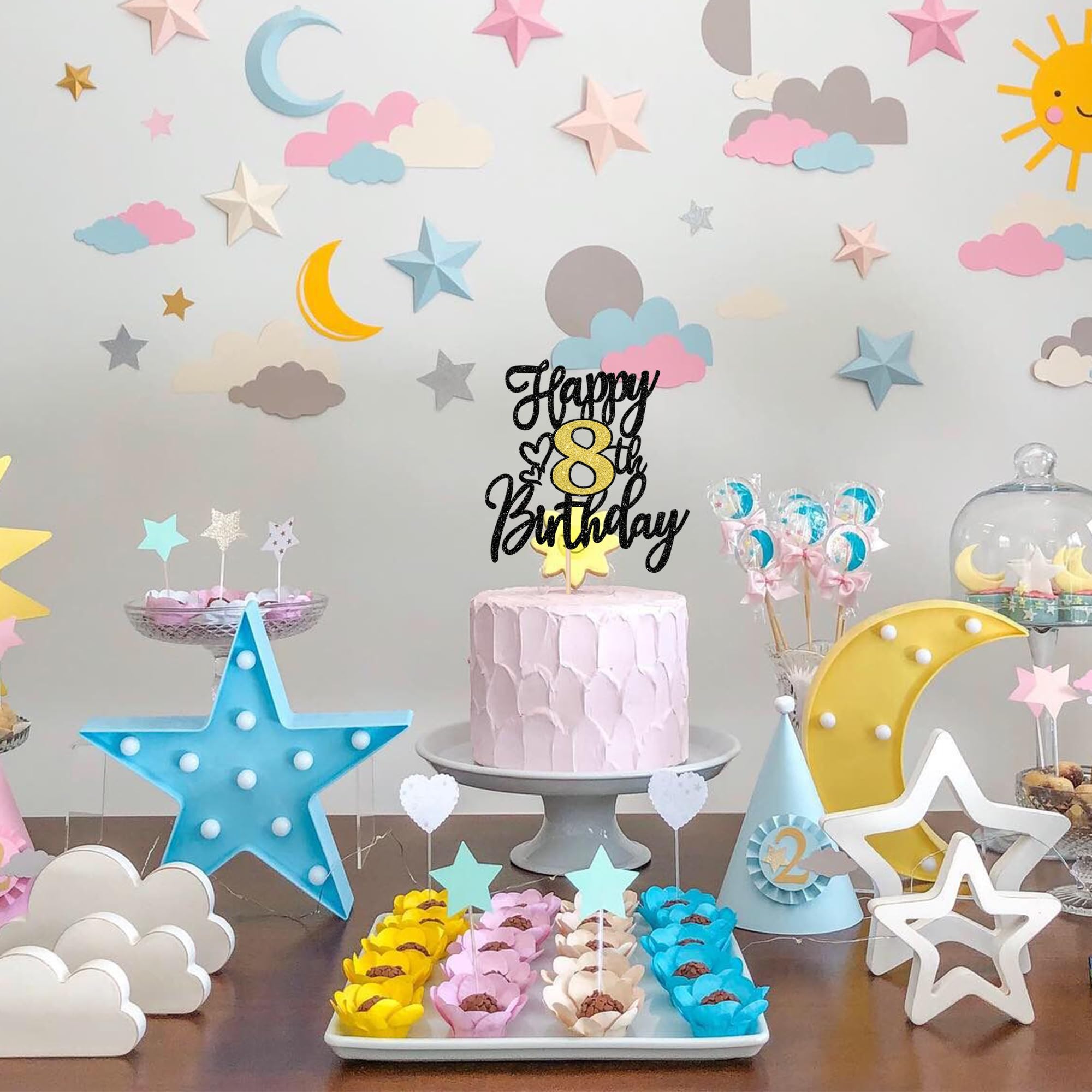 ZHUOWEISM single-side glitter topper shines on cakes and pastries