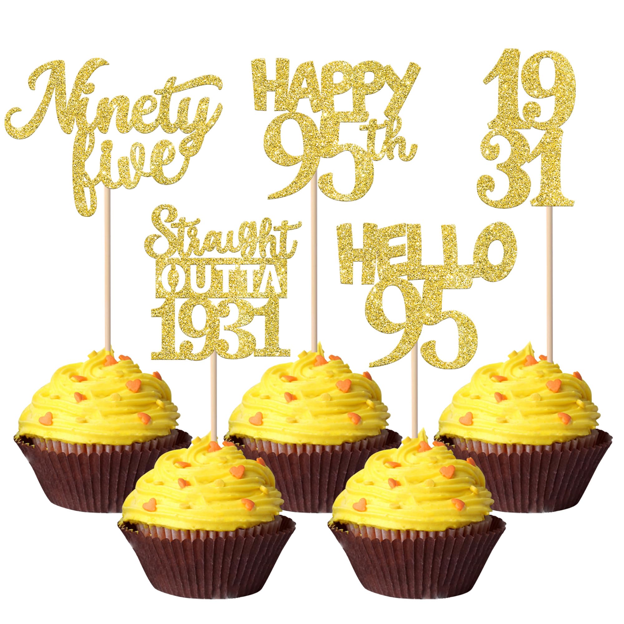 ZHUOWEISM straight outta 1930 cupcake topper in gold glitter for festive desserts