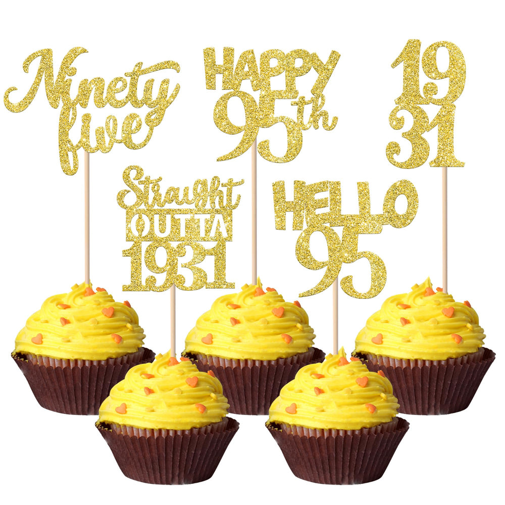 ZHUOWEISM straight outta 1930 cupcake topper in gold glitter for festive desserts