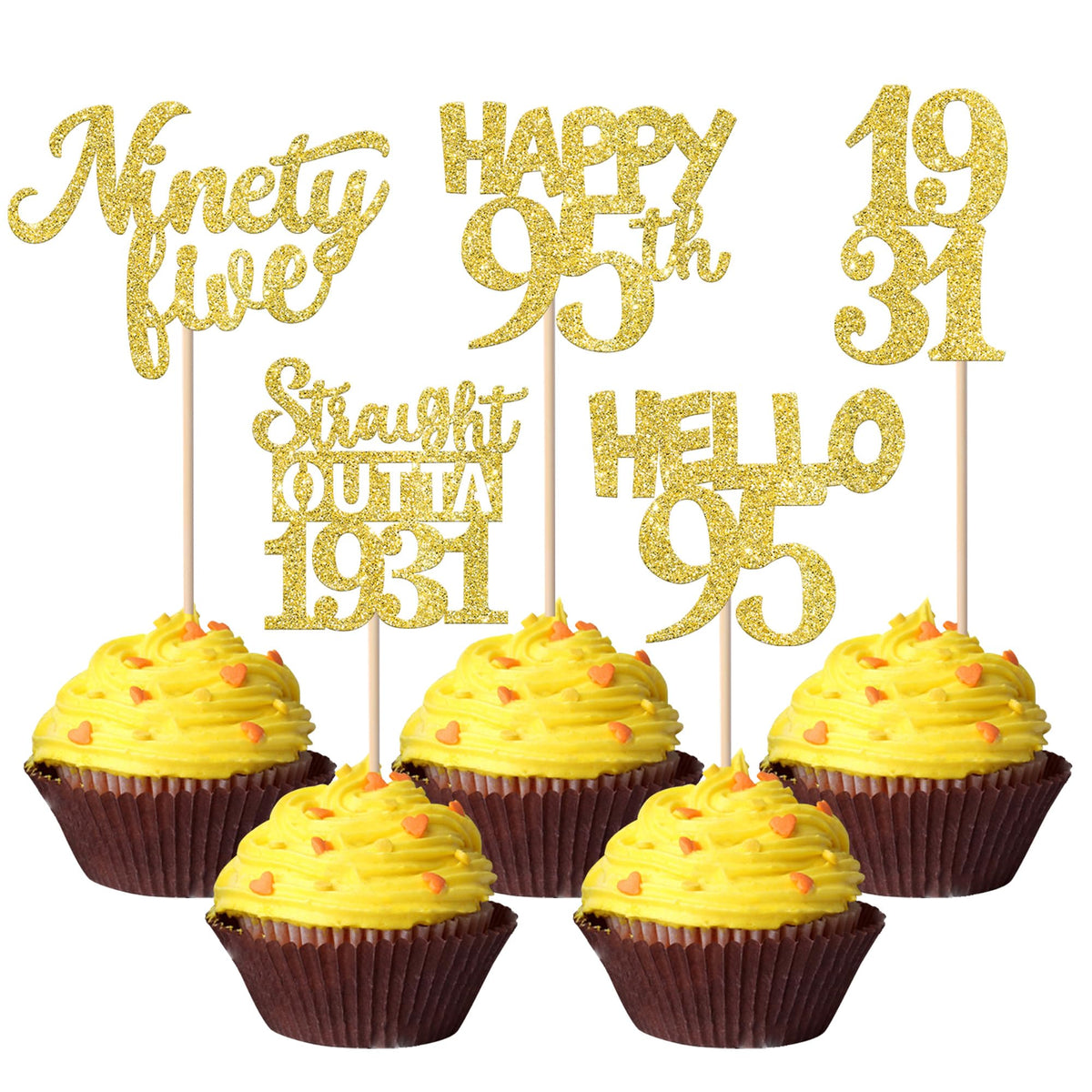 ZHUOWEISM straight outta 1930 cupcake topper in gold glitter for festive desserts