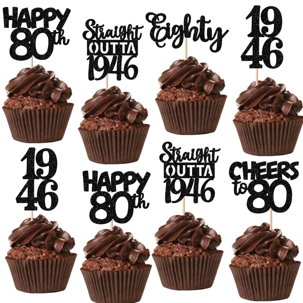 ZHUOWEISM straight outta 1946 glitter topper for eye-catching 80th cupcakes