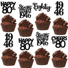 ZHUOWEISM straight outta 1946 glitter topper for eye-catching 80th cupcakes