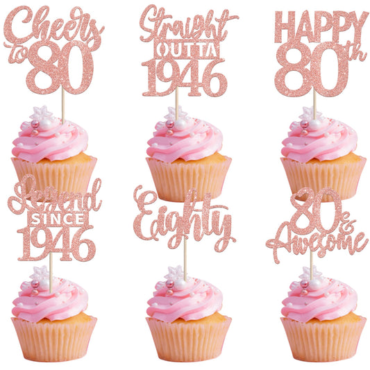 ZHUOWEISM straight outta 1946 design A cupcake topper for festive 80th birthdays.