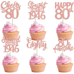 ZHUOWEISM straight outta 1946 design A cupcake topper for festive 80th birthdays.