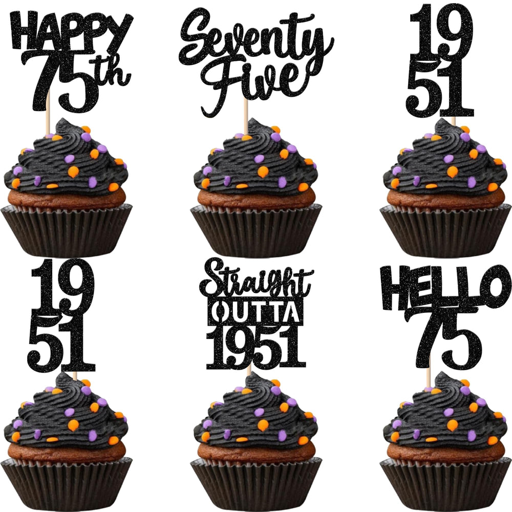 ZHUOWEISM straight-outta-1951 cupcake toppers sparkle on cupcakes