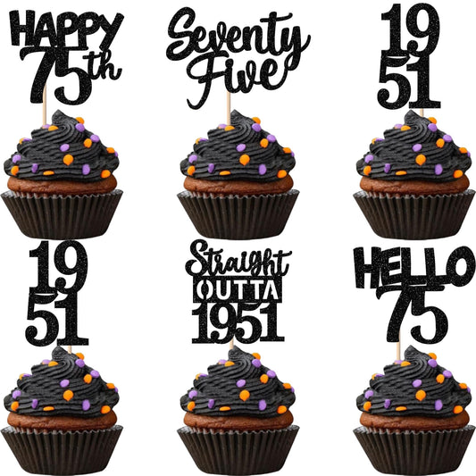 ZHUOWEISM straight-outta-1951 cupcake toppers sparkle on cupcakes