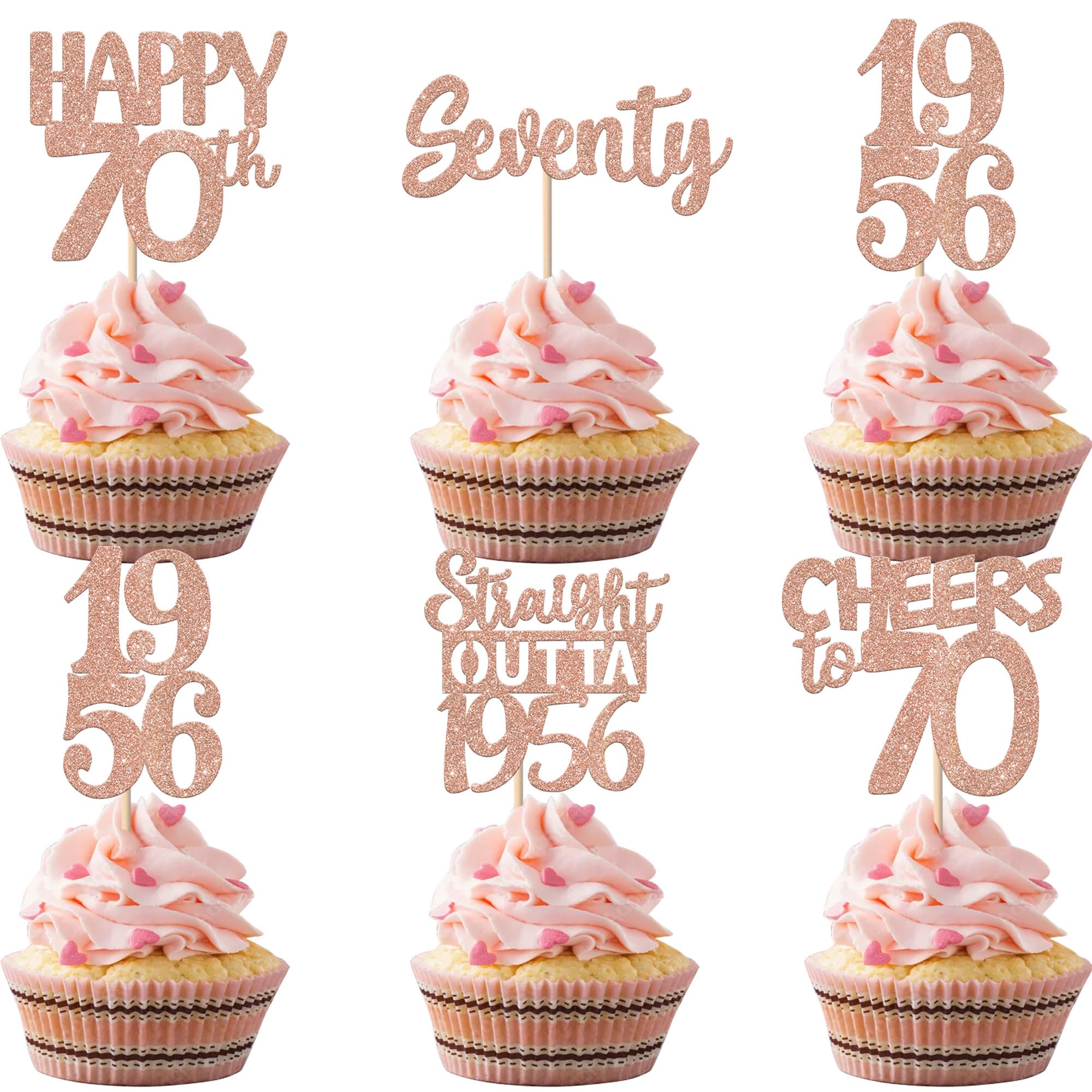 ZHUOWEISM straight outta 1956 cupcake toppers in rose gold sparkle desserts