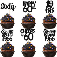 ZHUOWEISM straight-outta-1966 design-a cupcake topper adds festive sparkle to 60th birthday desserts.