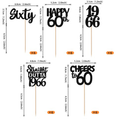 ZHUOWEISM straight-outta-1966 design-b cupcake topper elevates anniversary treats with glittery flair.