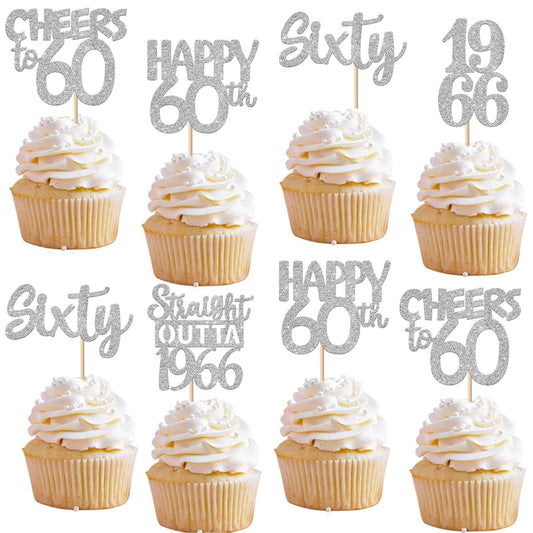 ZHUOWEISM straight outta 1966 cupcake topper glitter silver for festive cake decoration
