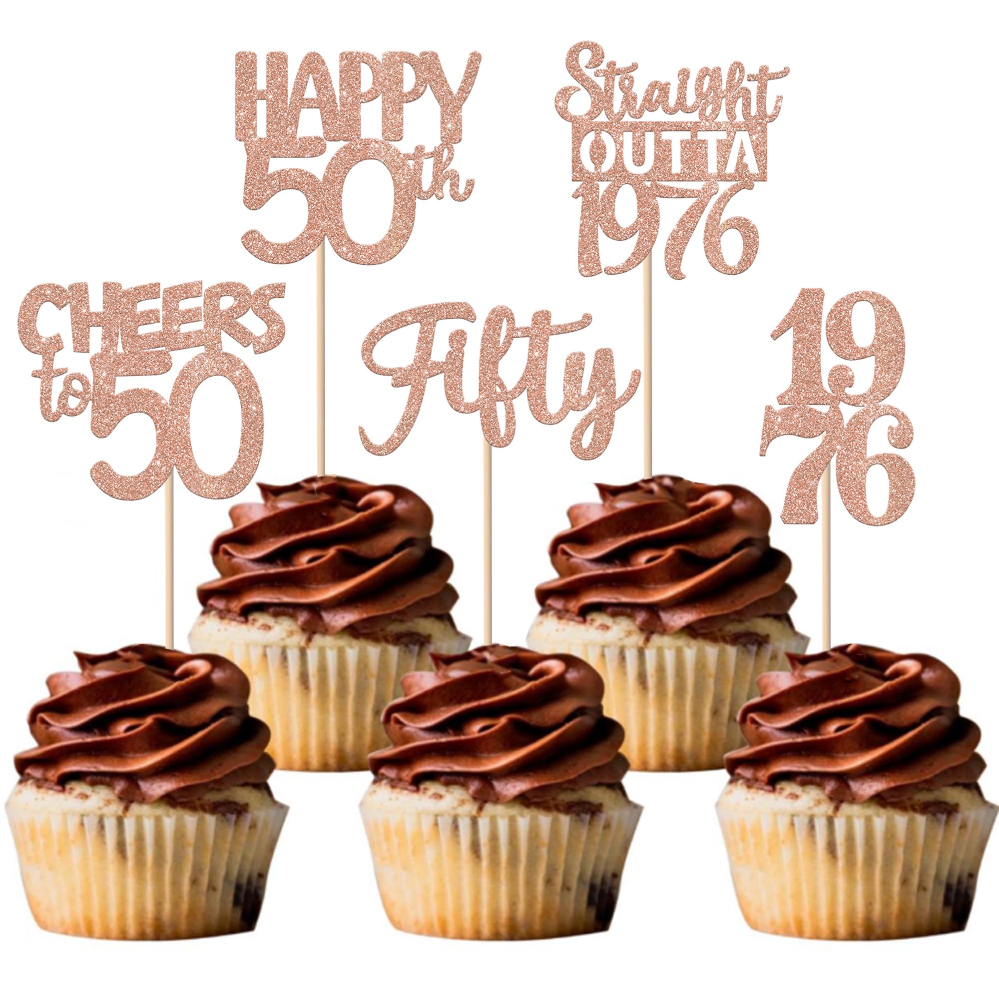 ZHUOWEISM straight outta 1976 cupcake toppers for festive 50th birthday desserts.