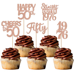 ZHUOWEISM straight outta 1976 cupcake toppers for festive 50th birthday desserts.