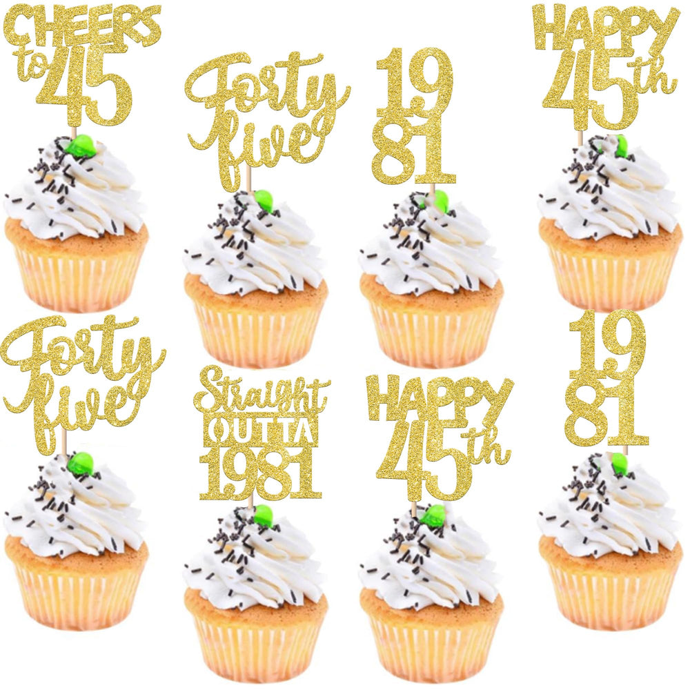 ZHUOWEISM straight outta 1981 cupcake toppers add 1981 theme flair to cupcakes.