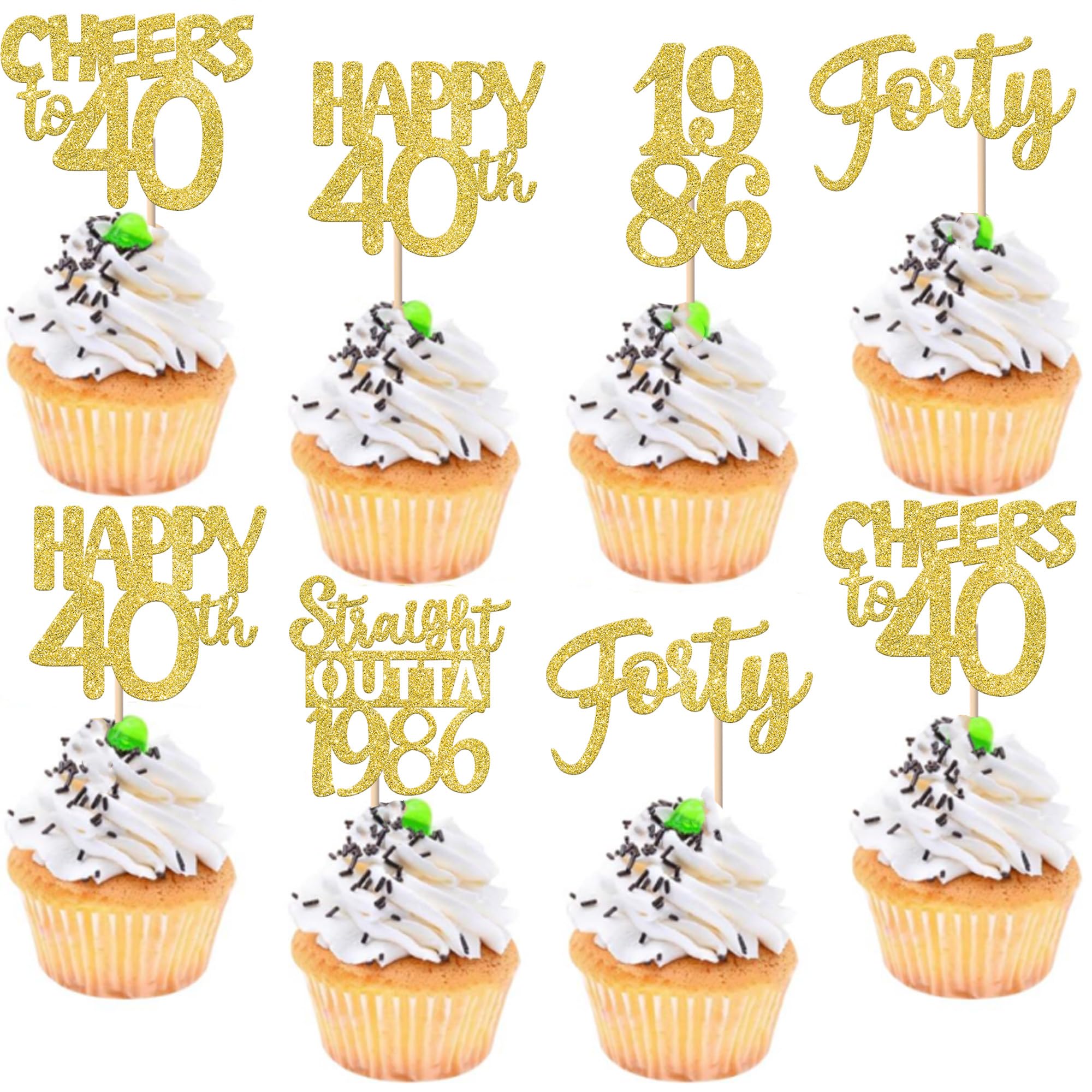 ZHUOWEISM straight outta 1986 cupcake topper with gold glitter adds festive appeal to cupcakes