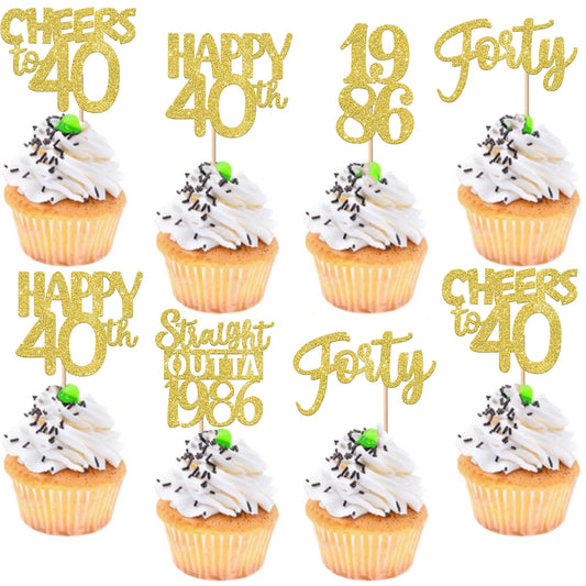 ZHUOWEISM straight outta 1986 cupcake topper with gold glitter adds festive appeal to cupcakes