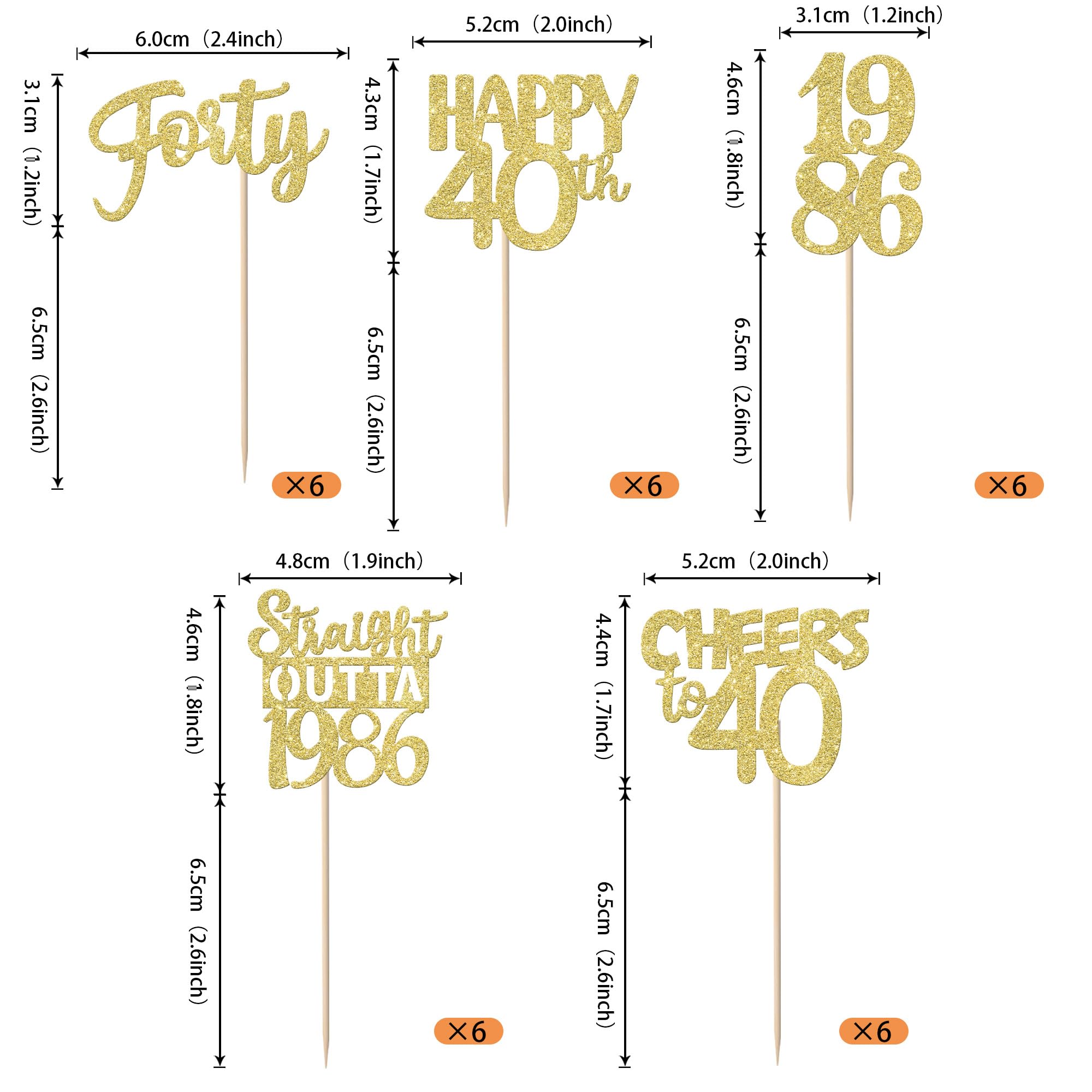 ZHUOWEISM straight outta 1986 cupcake topper with gold glitter adds festive appeal to cupcakes