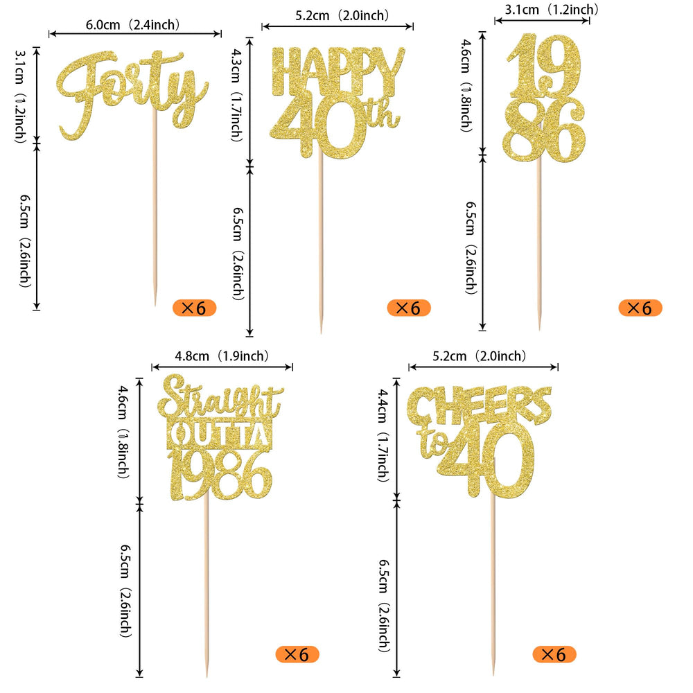 ZHUOWEISM straight outta 1986 cupcake topper with gold glitter adds festive appeal to cupcakes