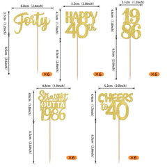 ZHUOWEISM straight outta 1986 cupcake topper with gold glitter adds festive appeal to cupcakes