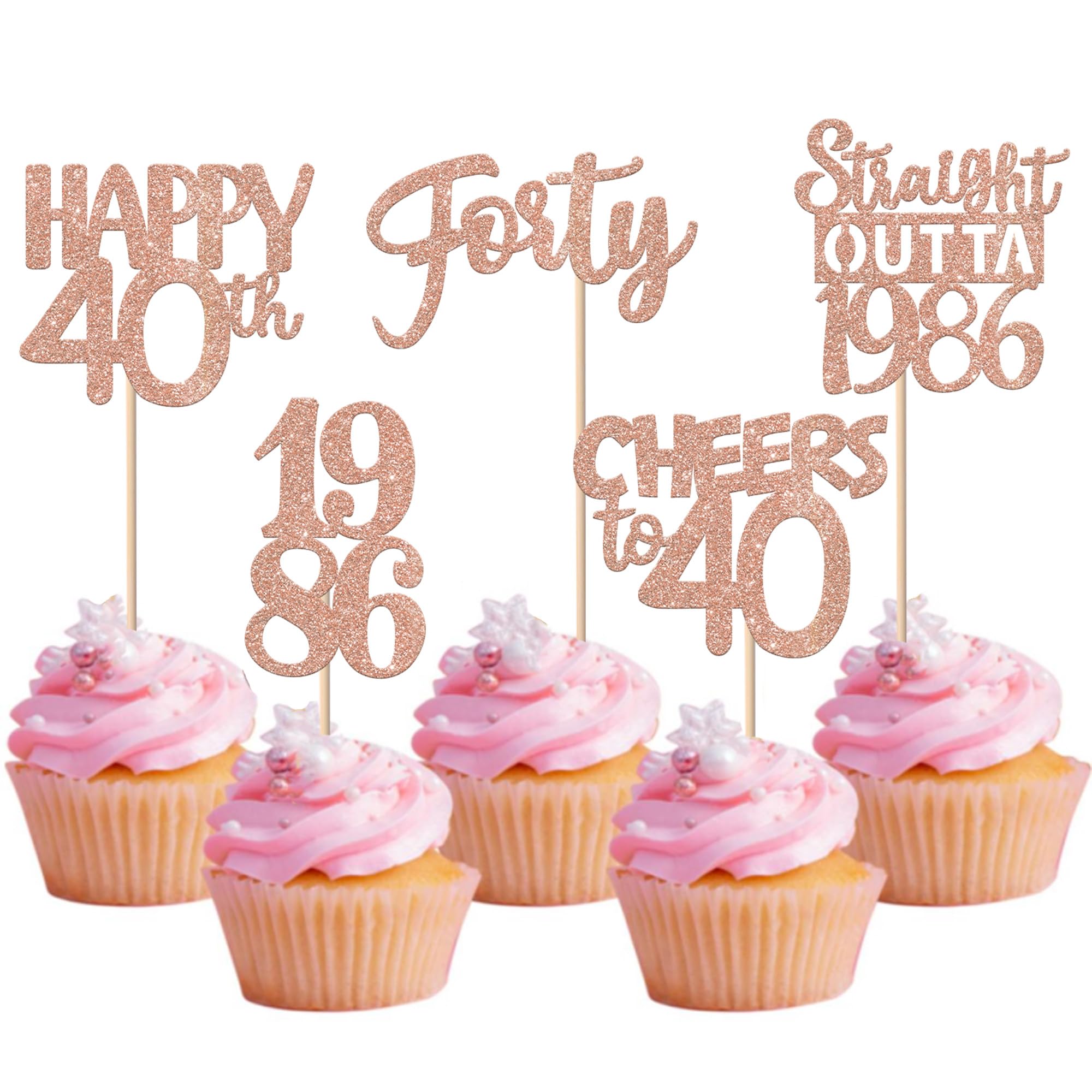 ZHUOWEISM straight outta 1986 cupcake toppers sparkle on 40th birthday desserts
