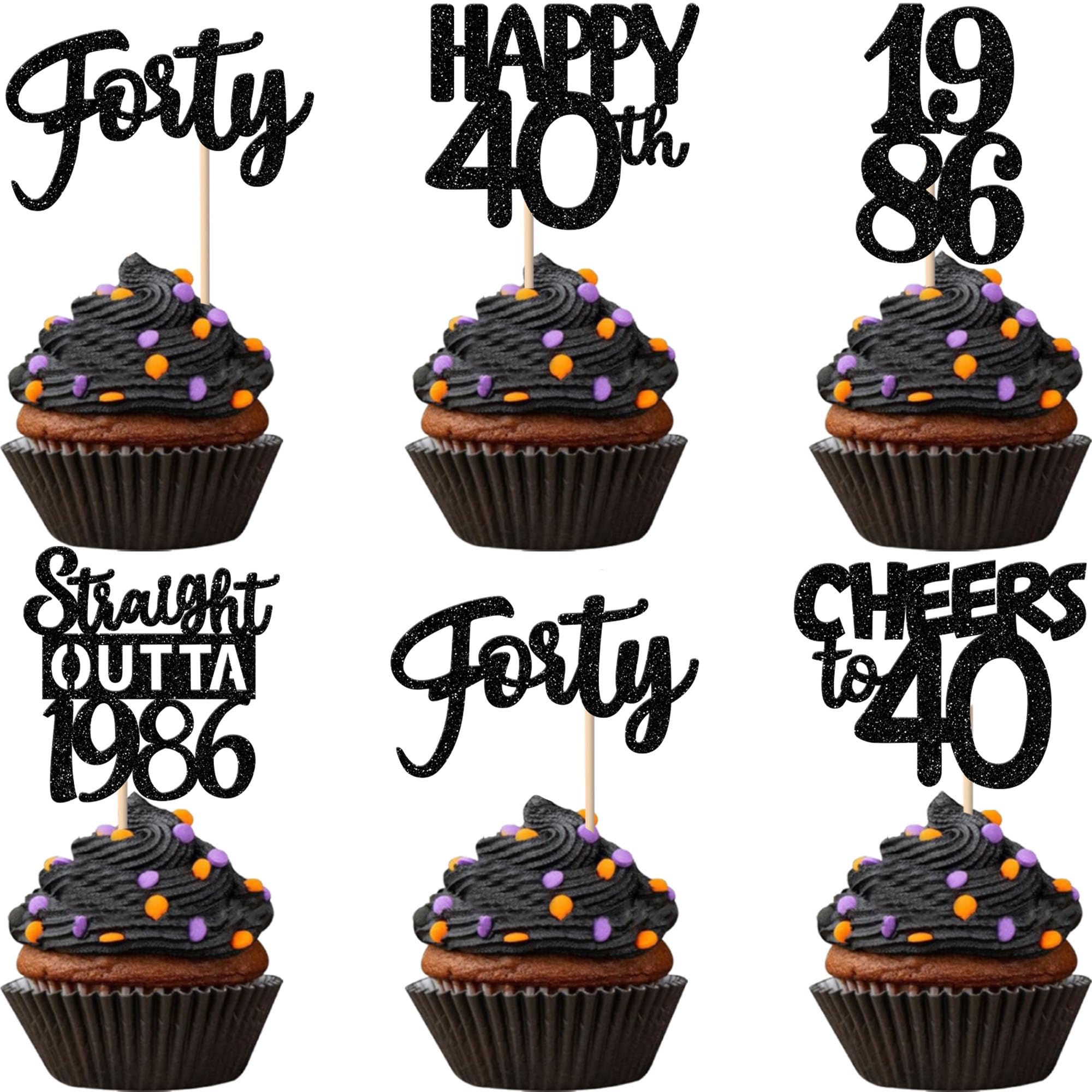 ZHUOWEISM straight outta 1986 cupcake toppers add bold party flair to cupcakes