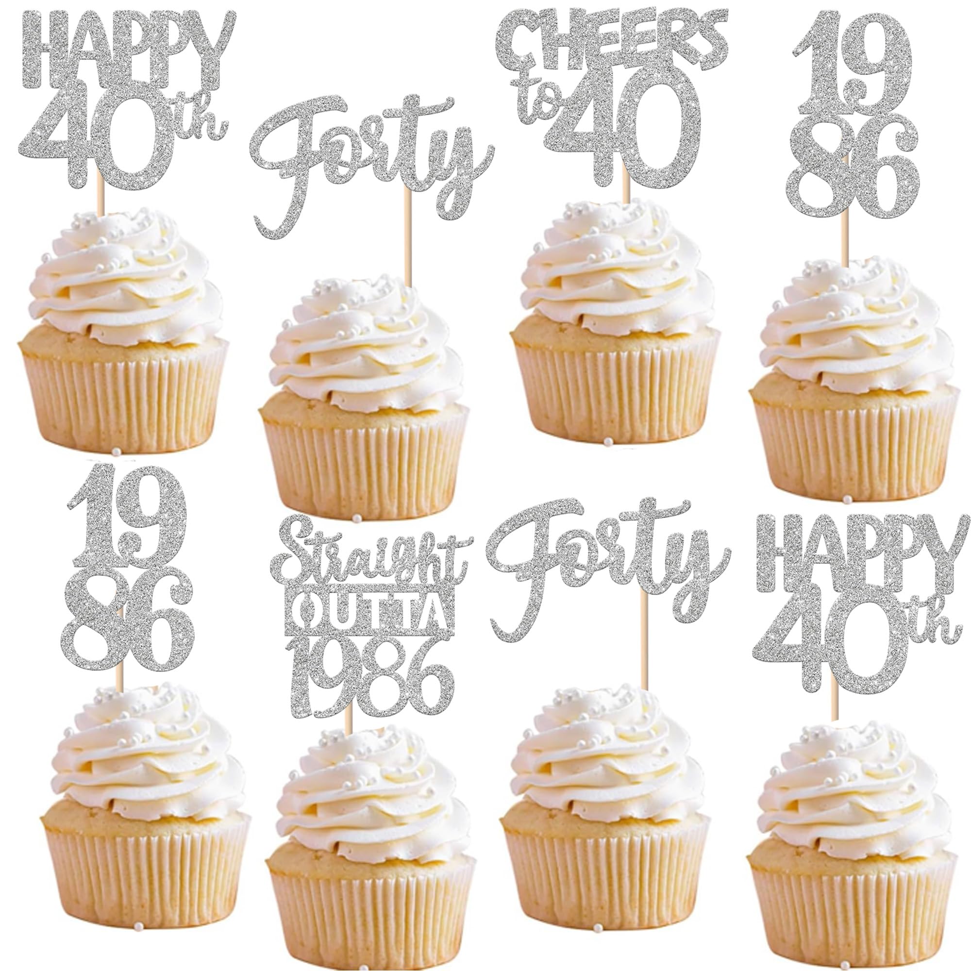 ZHUOWEISM straight outta 1986 glitter cupcake topper adds sparkle to birthday desserts.