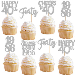ZHUOWEISM straight outta 1986 glitter cupcake topper adds sparkle to birthday desserts.