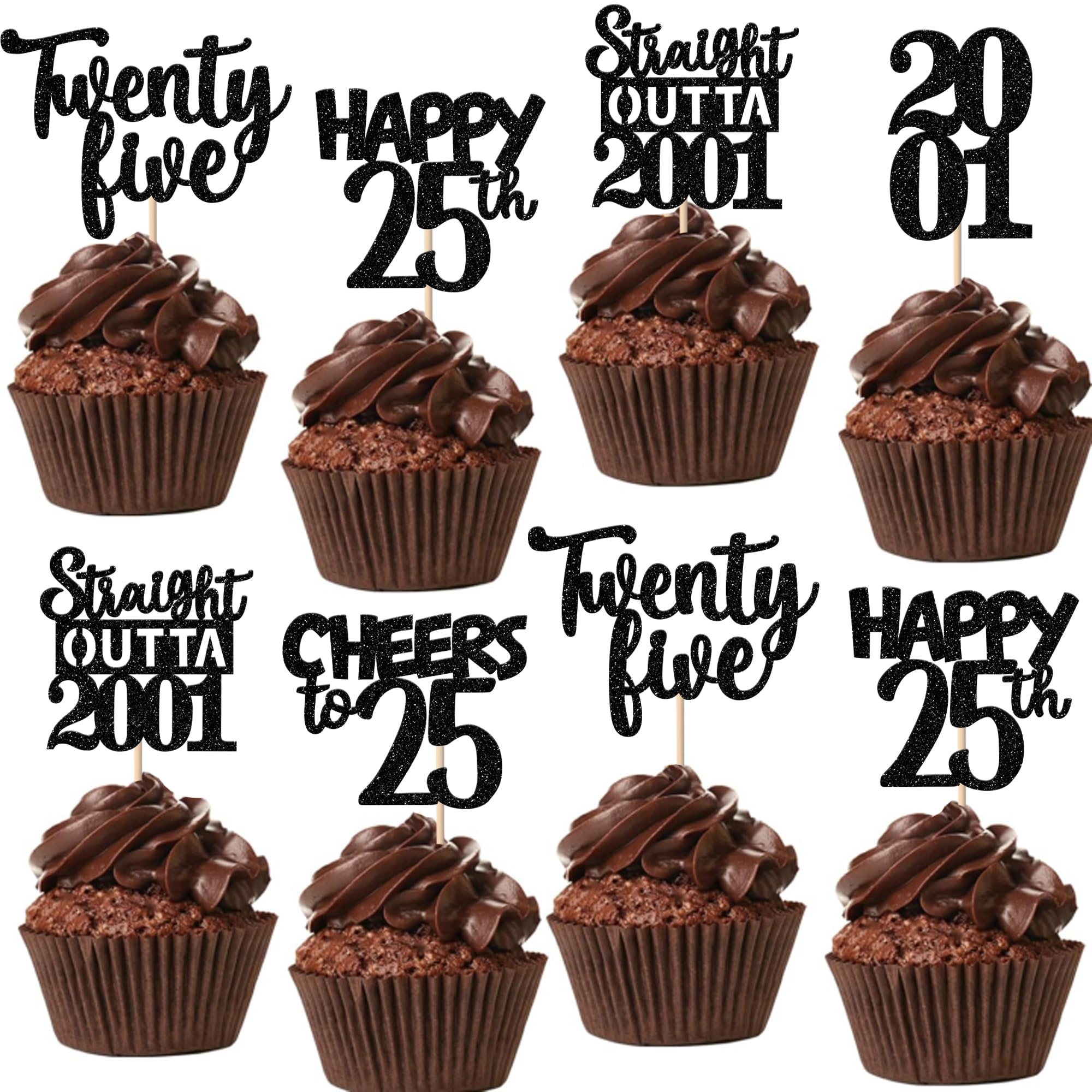 ZHUOWEISM straight-outta-2001 cupcake topper adds sparkling flair to cupcakes for celebrations.