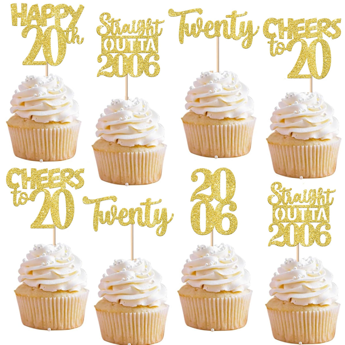 ZHUOWEISM straight outta 2005 cupcake topper in gold glitter adds shine to desserts