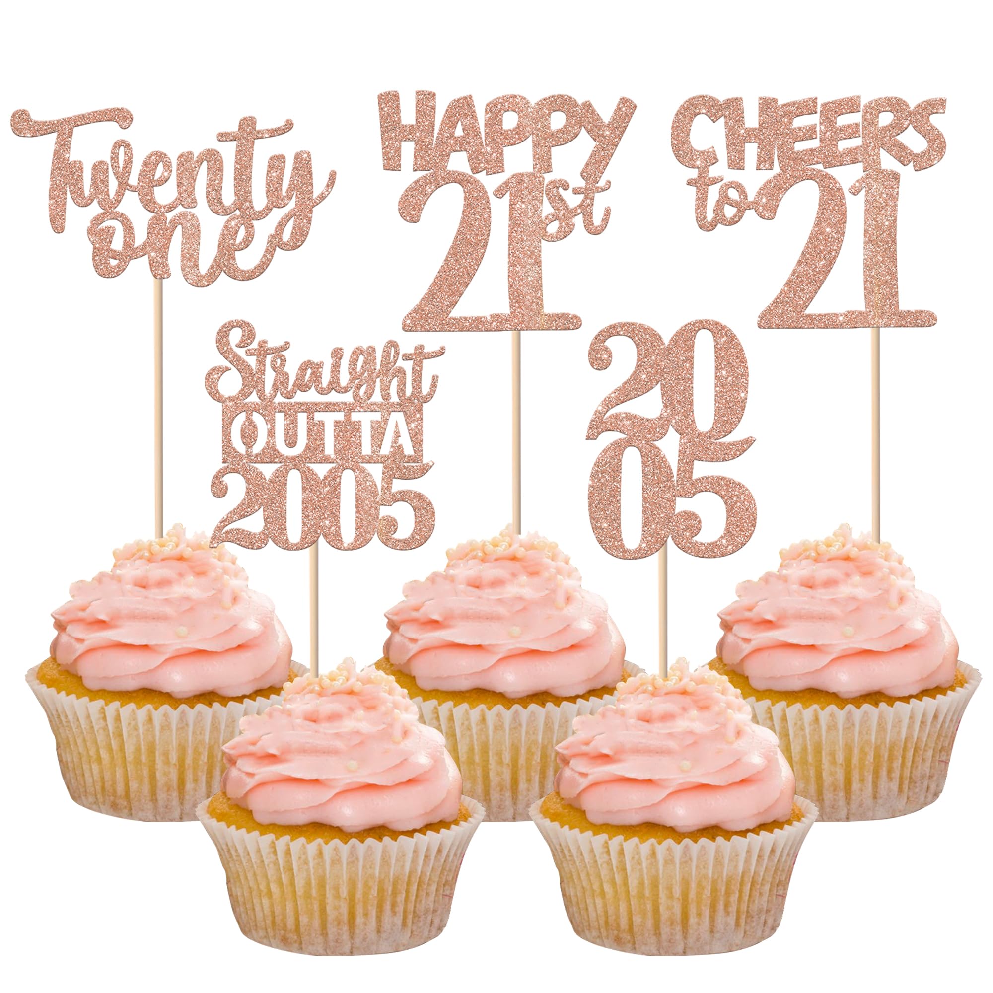 ZHUOWEISM straight outta 2005 cupcake topper rose gold for 21st birthday celebrations