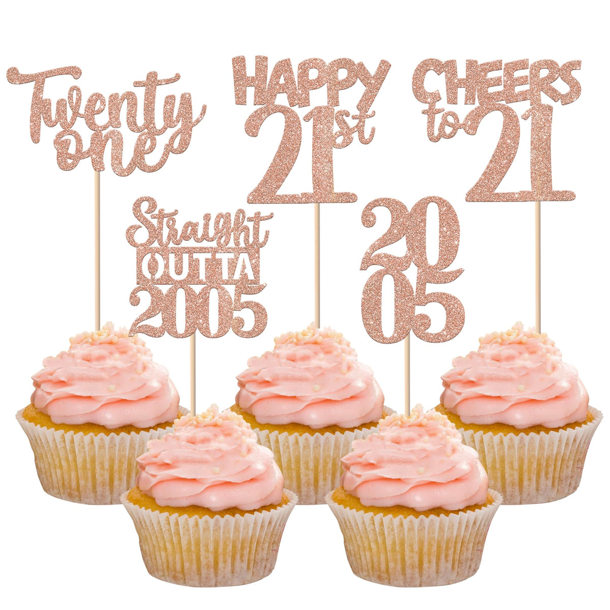 ZHUOWEISM straight outta 2005 cupcake topper rose gold for 21st birthday celebrations