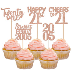 ZHUOWEISM straight outta 2005 cupcake topper rose gold for 21st birthday celebrations