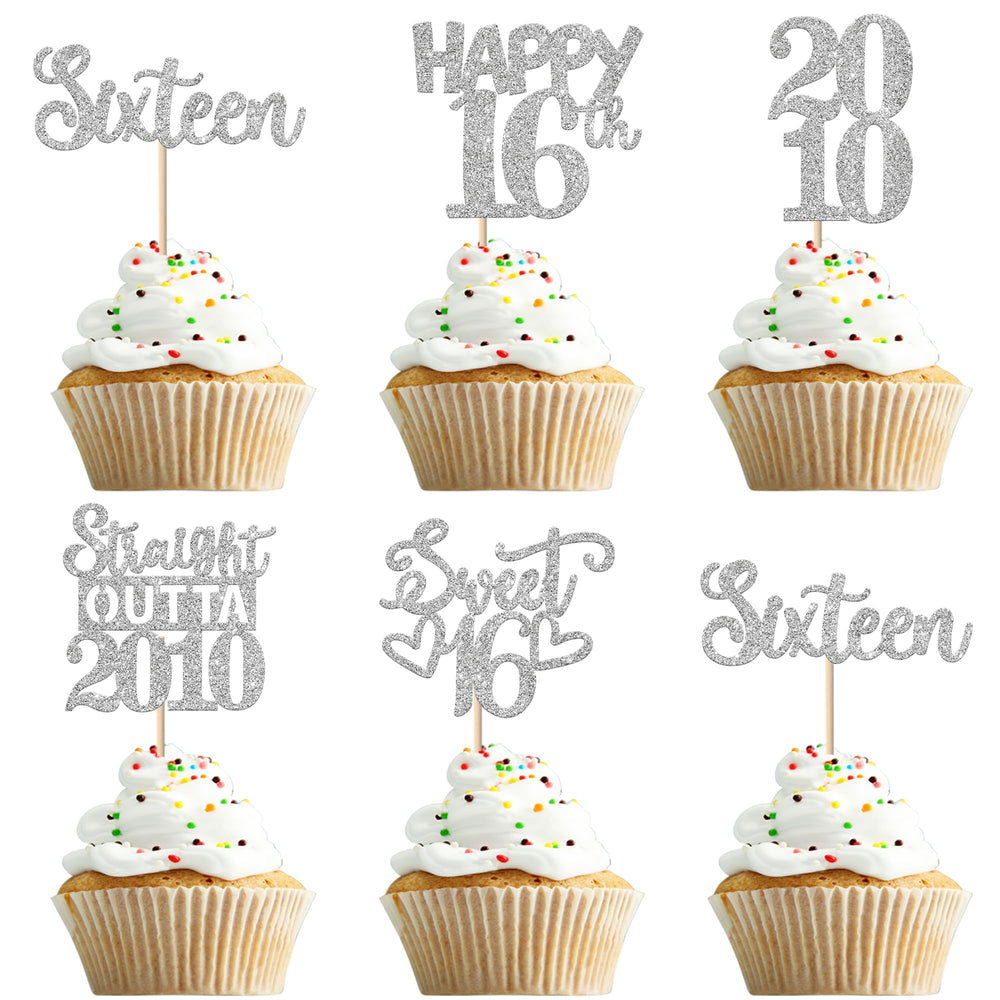 ZHUOWEISM straight outta 2010 cupcake topper glittery silver for desserts and decor.