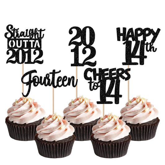 ZHUOWEISM Straight Outta 2012 glitter cupcake toppers add sparkle to cupcakes.