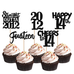 ZHUOWEISM Straight Outta 2012 glitter cupcake toppers add sparkle to cupcakes.