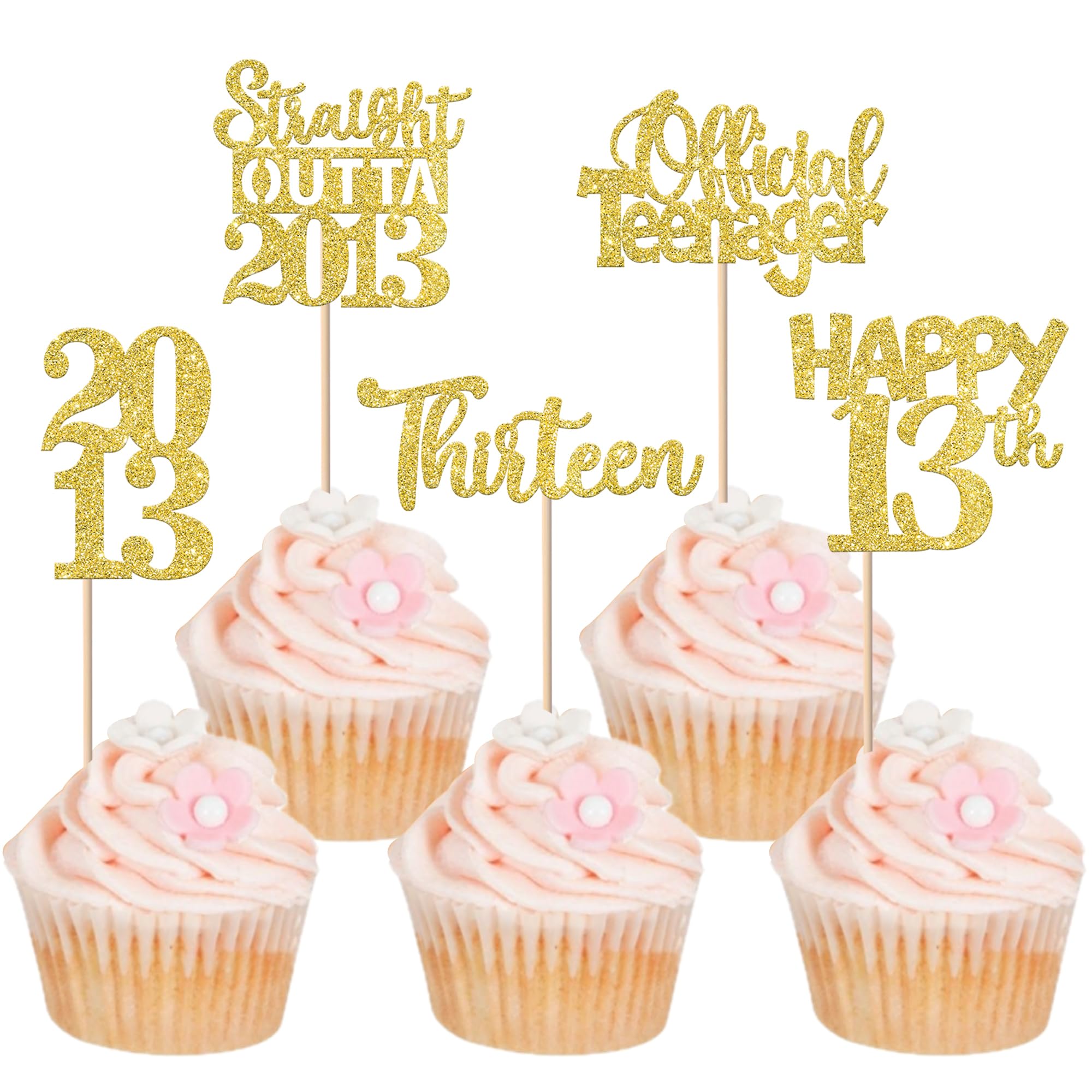 ZHUOWEISM straight outta 2013 cupcake toppers sparkle for 13th birthday desserts.