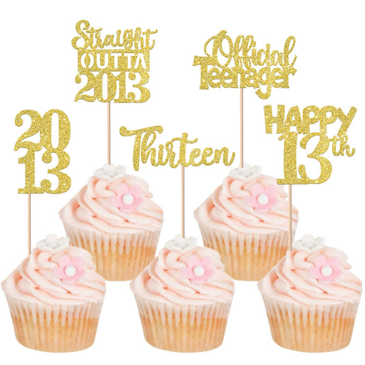 ZHUOWEISM straight outta 2013 cupcake toppers sparkle for 13th birthday desserts.
