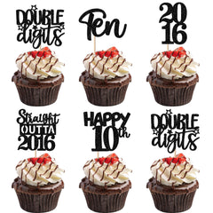 ZHUOWEISM straight outta 2016 cupcake toppers add sparkling party flair to cupcakes