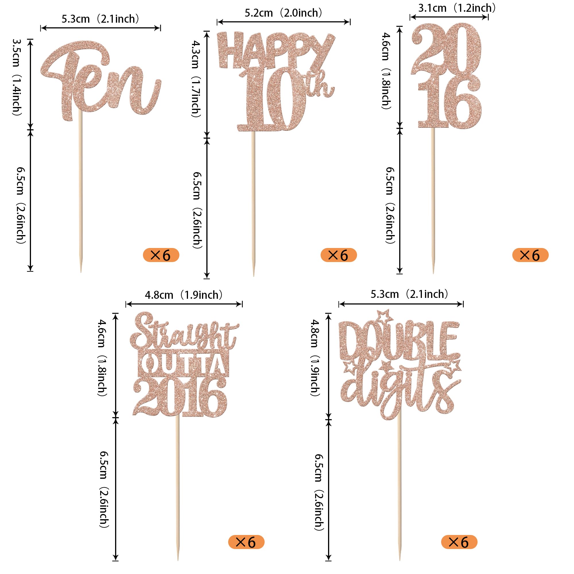 ZHUOWEISM Straight Outta 2016 cupcake toppers shining on desserts