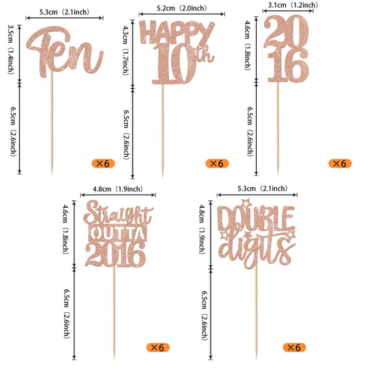 ZHUOWEISM Straight Outta 2016 cupcake toppers shining on desserts