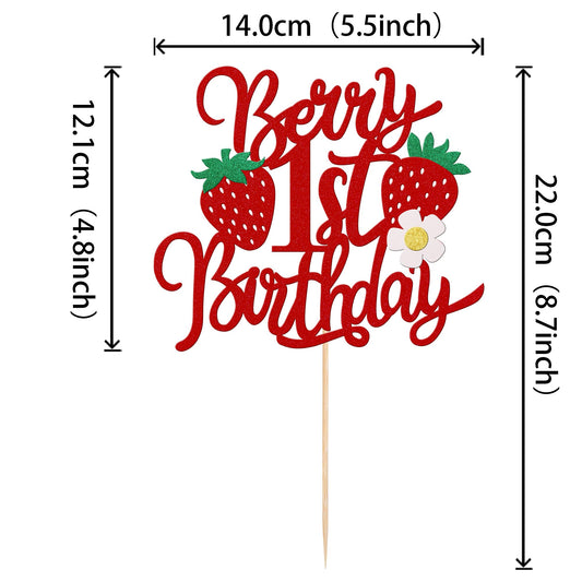 ZHUOWEISM Strawberry-theme cake topper enhances fruit-theme celebration desserts