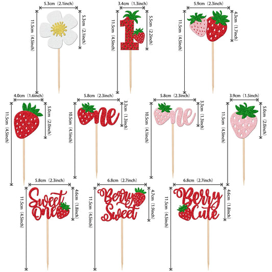 ZHUOWEISM Strawberry cupcake toppers for baby showers boost party berry charm.