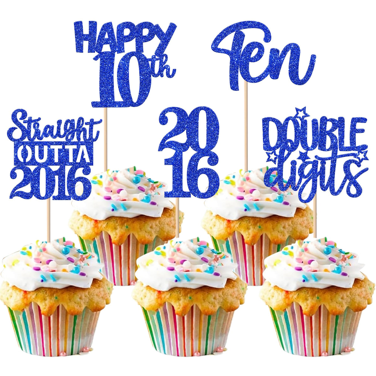 ZHUOWEISM ten birthday glitter cupcake topper for stylish cupcakes, ideal for party dessert decor.