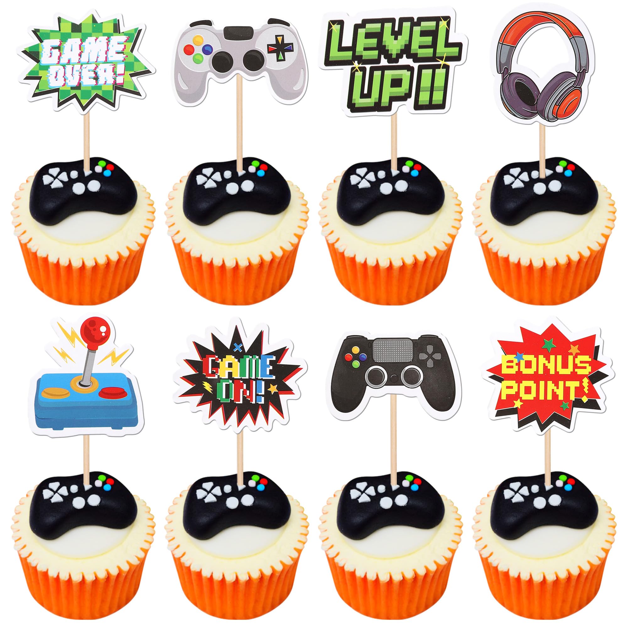 ZHUOWEISM video game cupcake toppers design 1 decorate cupcakes for gaming party.