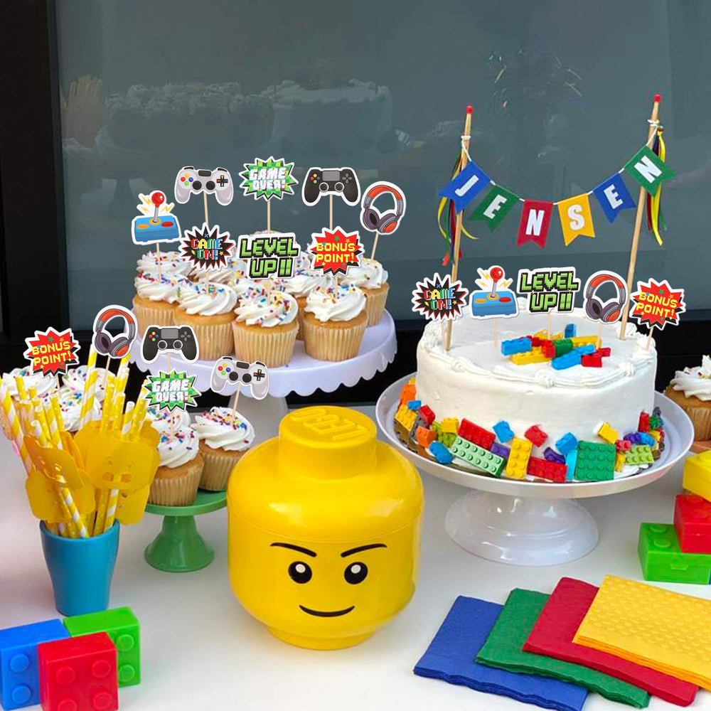ZHUOWEISM video game cupcake toppers design 5 ideal for baby shower games.