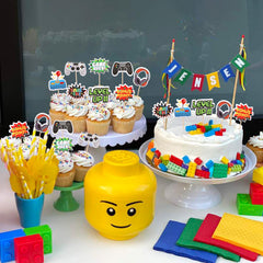 ZHUOWEISM video game cupcake toppers design 5 ideal for baby shower games.