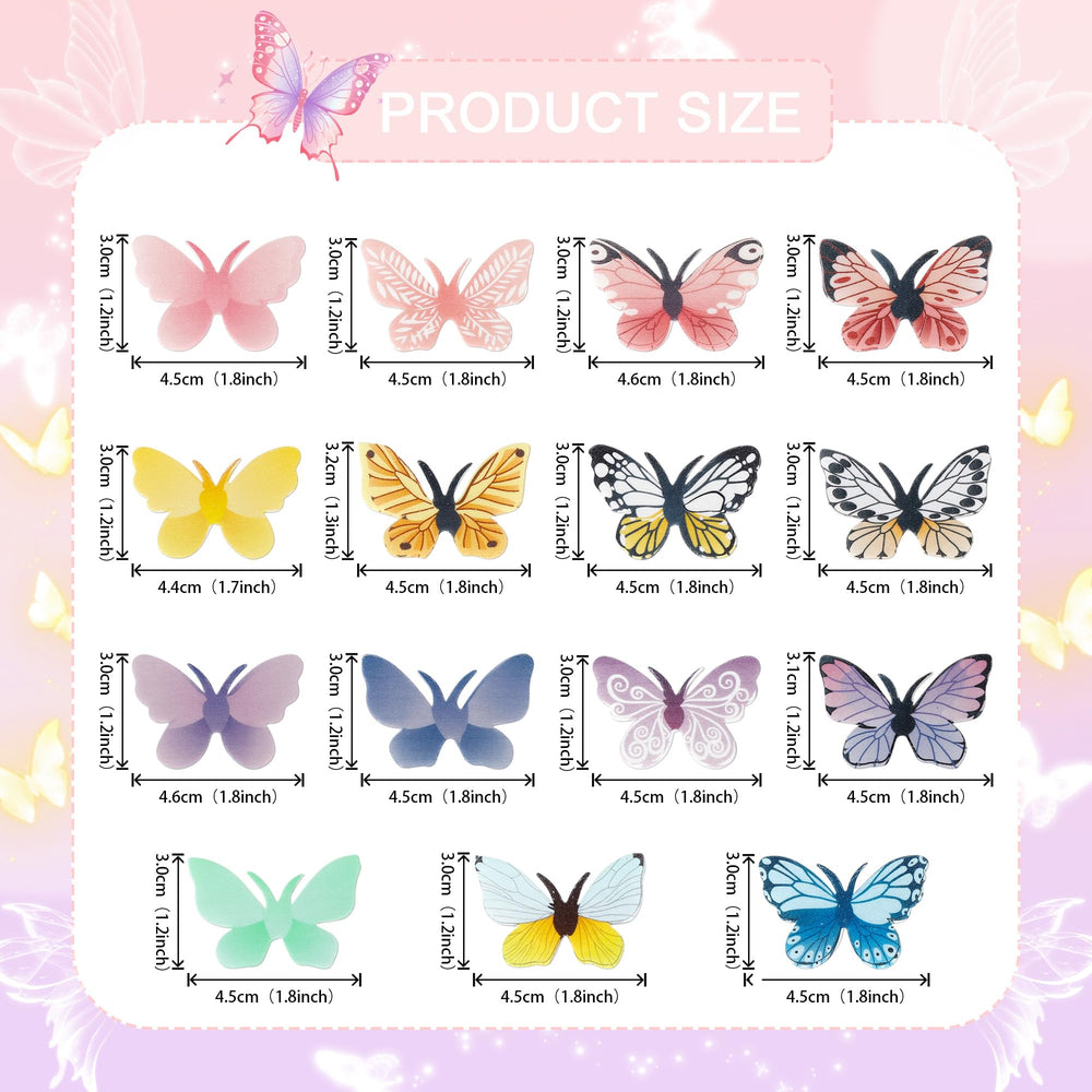 Colorful wafer paper butterflies decorate cupcakes with playful charm.